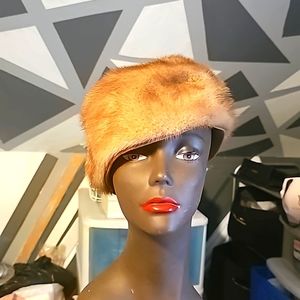 Vintage Deborah Exclusive Designer Hat, Tan, Genuine Sable Mink, Satin Lining.